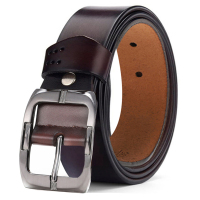 [礼盒装]红品HONGPIN 男式针扣皮带男士真皮腰带时尚百搭韩版款牛皮中青年商务复古裤腰带 休闲潮流软面黑棕色针扣皮带