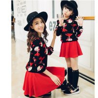 彩虹之家 斜纹泡泡棉碎花母女裙套装