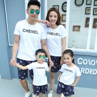 彩虹之家 WH-2016333 夏季短袖泼墨鸟儿图案亲子装 家庭一家四口