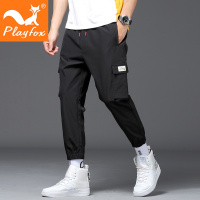 playfox工装裤男潮流贴袋舒适新款冬季束脚慢跑裤男士长裤