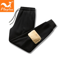 playfox加绒加厚羊羔绒长裤抓绒裤