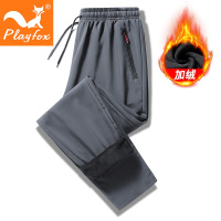 playfox秋冬新款男士直筒弹力秋冬加绒运动长裤户外休闲裤