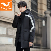 playfox中长款羽绒服男冬季新款修身保暖青年学生帅气加厚白鸭绒外套