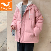 playfox情侣装冬装2021新款潮流宽松棉服冬季加厚面包服棉衣外套男女