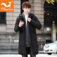 playfox羽绒服男士中长款2021年新款冬季潮流加厚外套韩版休闲高端
