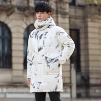2021男士新款羽绒服潮中长款宽松加厚保暖连帽青少年男装