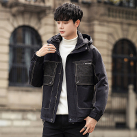 冬季潮牌羽绒服男韩版牛仔新款连帽青少年潮流帅气加厚保暖外套男