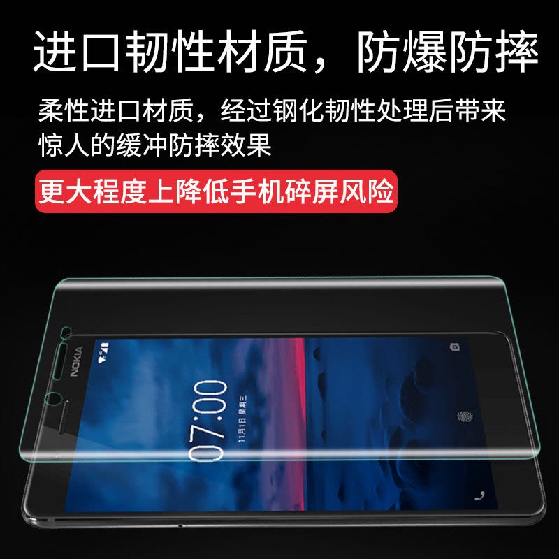 逸美达 全新诺基亚6全屏钢化膜Nokia6高清抗蓝光玻璃膜第2二代屏保手机保护贴膜【水凝前膜】图片