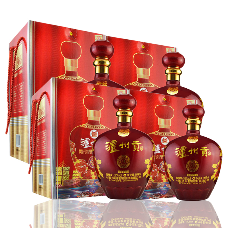 泸州老窖泸州贡酒品藏952度999ml礼盒装大坛浓香型白酒4坛整箱装