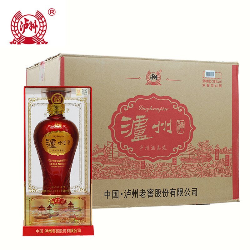 瀘州老窖股份出品濃香型500ml38度瀘州酒喜裝6瓶箱裝