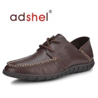 adshel新款休闲鞋圆头系带男士商务休闲皮鞋英伦板鞋