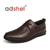 adshel春秋日常休闲男鞋套脚豆豆鞋男款头层牛皮鞋透气 AD9014 蓝色 43