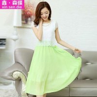 鑫·森碟2015夏季新款小清新超短袖沙滩雪纺连衣裙MCA949