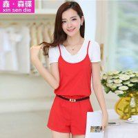 鑫·森碟2015夏装新款女小清新两件套雪纺连体裤MCD1149