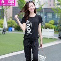 鑫·森碟2015夏装新款加大码女装胖mm显瘦休闲运动套装D0067