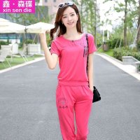 鑫·森碟2015韩版新款夏装女装大码休闲短袖运动休闲两件套D0068