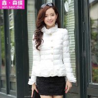 鑫·森碟2015冬装新款加厚保暖短款羽绒棉衣棉服荷叶边小棉袄外套MCB450
