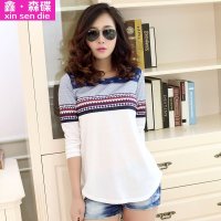 鑫·森碟2015秋装新款女装宽松圆领大码印花T恤B0281