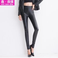 鑫·森碟2015秋冬韩版紧修身显瘦弹力PU仿皮打底裤C0260