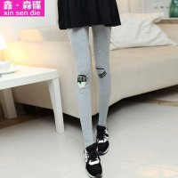 鑫·森碟2015秋装新款韩版弹力刺绣眼睛棉质九分打底裤C0291