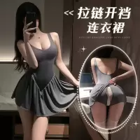 霏慕日常外穿拉链开裆打野裙免脱开档连衣裙性感情趣内衣女式情趣睡衣7841