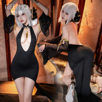 尤物魅骨深v露背旗袍裙女式连衣裙性感情趣内衣ZY115