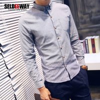 长袖衬衫男秋装新款日系复古男士休闲青年衬衣修身打底衫