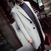 男士大衣秋冬装新款日系复古毛呢大衣中长款风衣修身毛呢外套