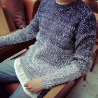 男士针织衫秋冬装新款日系复古休闲针织衫男修身圆领毛衣