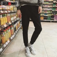 男士裤子秋冬装新款休闲裤男抽绳系带哈伦长裤