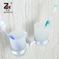 尊驰卫浴 杯架 太空铝牙杯架 磨砂双人杯置物架8073C