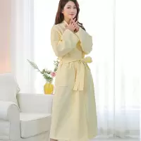 酒店浴袍华夫格睡衣浴衣时尚情侣吸水长款成人居家服睡袍 华夫格浴袍黄色L码