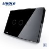 Livolo开关118触摸开关智能家居产品/长方形C8黑色遥控单控三开