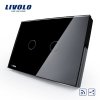 Livolo开关118触摸开关智能家居产品/长方形C8黑色遥控双控二开
