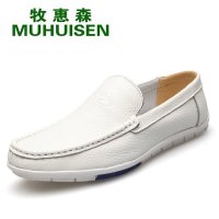 牧惠森春秋软底男士皮鞋牛皮鞋子真皮透气休闲男鞋驾车鞋豆豆8881