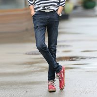 [FGN]新款男士牛仔裤弹力修身直筒长裤深色男装