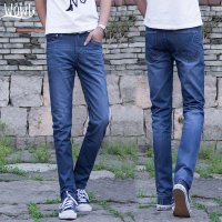 夏天薄款弹力男士牛仔裤直筒修身大码宽松长裤