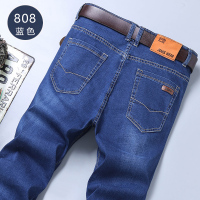 WOWF弹力牛仔裤男韩版潮流秋季新款直筒男士休闲裤子加绒加厚长裤