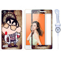 摩洛 卡通钢化玻璃彩膜+彩绘手机浮雕气囊防摔软壳挂绳 适用于OPPO A33/A33m/t