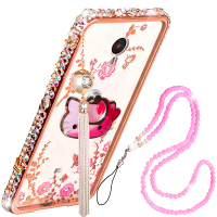 法威仕 秘密花园指环支架水钻皇冠吊坠金属边框透明后背板手机保护壳 适用于魅蓝note2