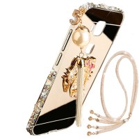 法威仕 水钻电镀镜面吊坠皇冠手机壳套保护壳套金属边框背板适用于华为Mate8/6.0屏