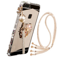 法威仕 水钻电镀镜面吊坠皇冠手机壳套保护壳套金属边框背板 适用于华为P9/EVA/5.2屏