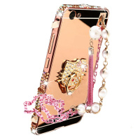 摩洛 镜面水钻支架金属边框后背板挂脖链手机壳保护套 适用于VIVO X7plus/5.7屏