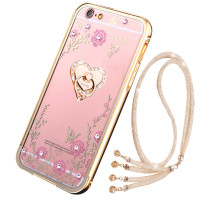 摩洛 秘密花园金属边框后盖背板闪亮镶钻手机壳保护套 适用于苹果6plus/5.5屏