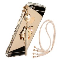 摩洛 水钻支架挂绳电镀镜面后背板手机壳保护套 适用于苹果6plus/6Splus/5.5屏