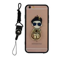 摩洛 卡通指环支架手机壳软壳全包保护套带挂绳 适用于苹果6/6S/4.7屏