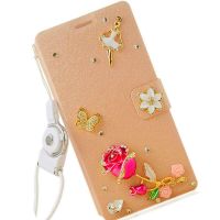 JSB 卡通水钻带挂绳翻盖支架手机壳保护套蚕丝皮套 适用于VIVO X7plus/5.7屏