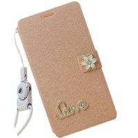 JSB 镶水钻带挂绳翻盖支架手机壳保护套蚕丝皮套 适用于OPPO R9S/5.5屏