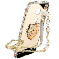 JSB 镜面水钻支架金属边框后背板珍珠链手机壳保护套 适用于红米4高配版/5.0屏