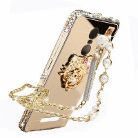 JSB 镜面水钻支架金属边框后背板珍珠链手机壳保护套 适用于360 N4/1503-N02